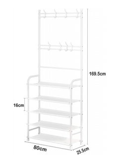 AIWANTO 5-Tier Stainless Steel Coat And Shoes Rack For Home White  - Image 3