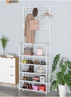 AIWANTO 5-Tier Stainless Steel Coat And Shoes Rack For Home White  - Image 4