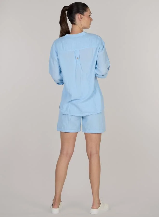 Just Nature Relaxed V-Neck Long Sleeve Top