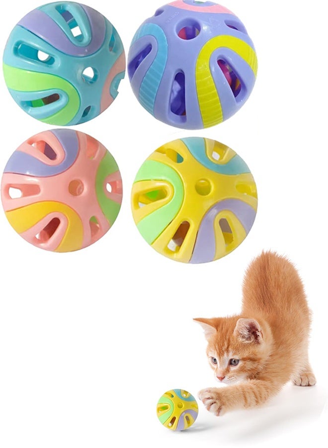 Colorful Plastic Cat Toy Balls with Bell, 1.9-inch, 4-Pack - Image 1