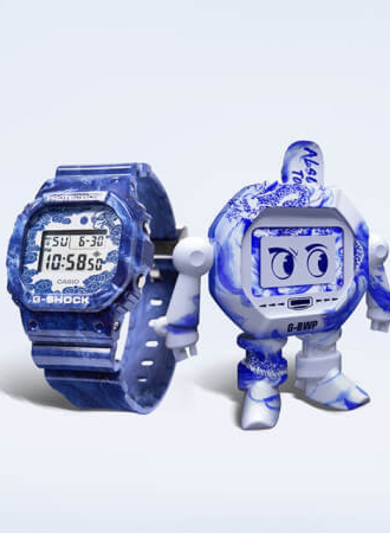 G-Shock DW-5600BWP-2PFS Subcrew 'China Blue' Limited Edition Men's Watch – Blue Porcelain Pattern, Resin Strap, 48.9mm, 200m WR