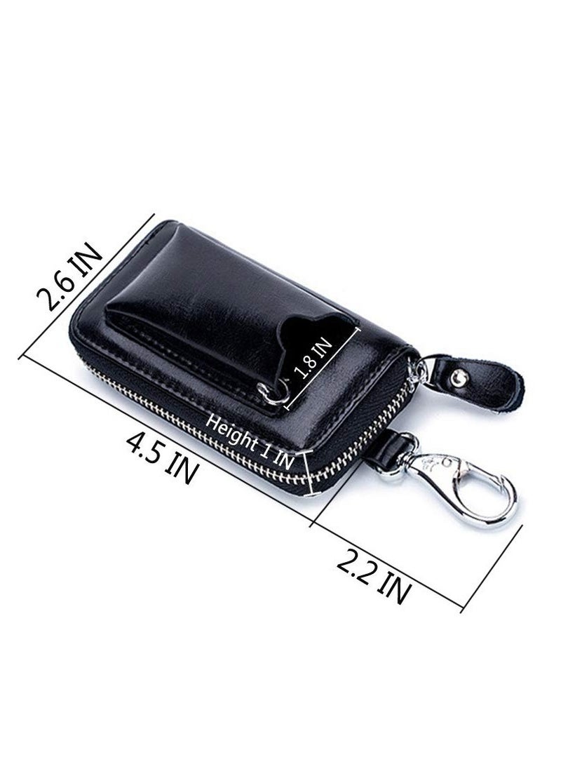 Excefore - Car key Case, Leather Car Smart Key Fob Case, Portable Car Key Organizer Case, Keyring Zipper Bag, with Keychain,  for Men and Women - Image 1