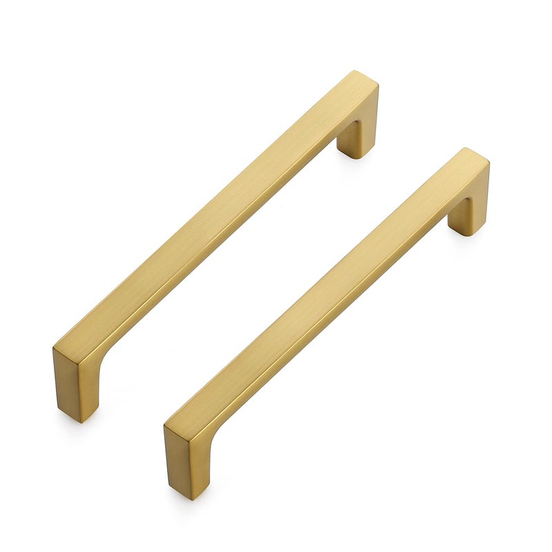 Ravinte 5 Pack Solid 5 Inch Kitchen Square Cabinet Handles Brushed Brass Drawer Pulls Kitchen Cabinet Hardware Handles