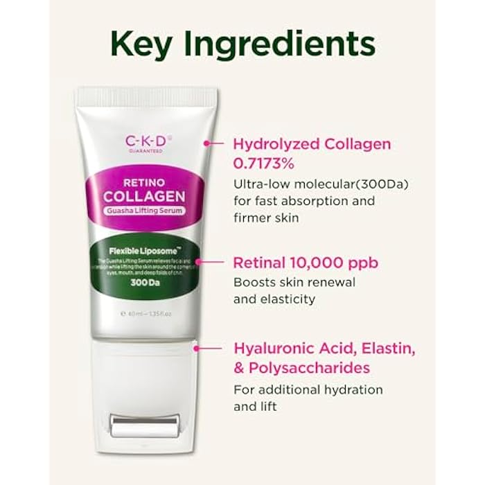 CKD Guaranteed CKD Gua Sha Face Serum - Retinol Collagen Lifting Serum for Firming, Tightening, and Instant Face Lifting. Wrinkle Reduction with Massage Roller. Korean Skin Care. 1.35 fl oz - Image 5