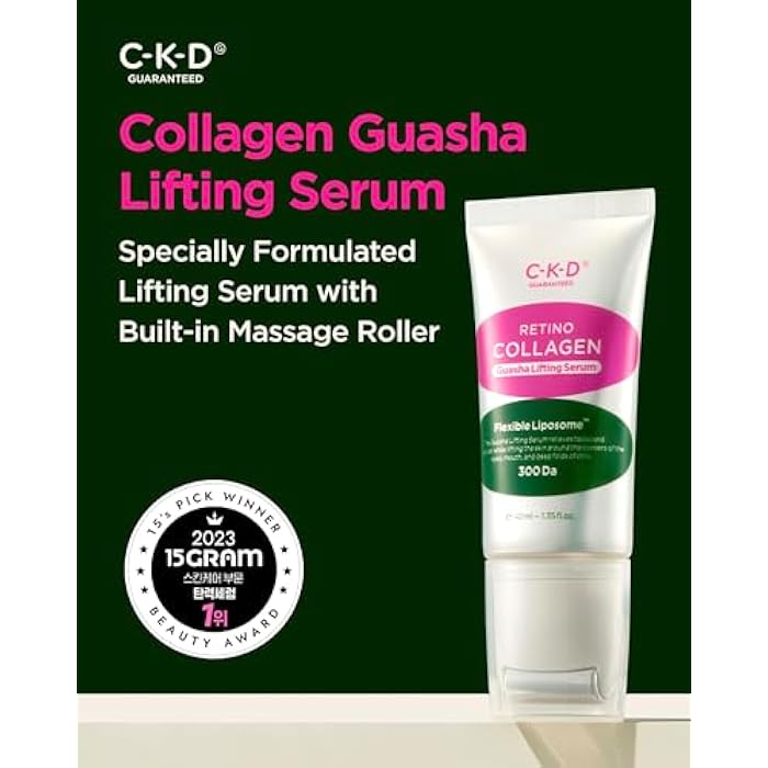 CKD Guaranteed CKD Gua Sha Face Serum - Retinol Collagen Lifting Serum for Firming, Tightening, and Instant Face Lifting. Wrinkle Reduction with Massage Roller. Korean Skin Care. 1.35 fl oz - Image 2
