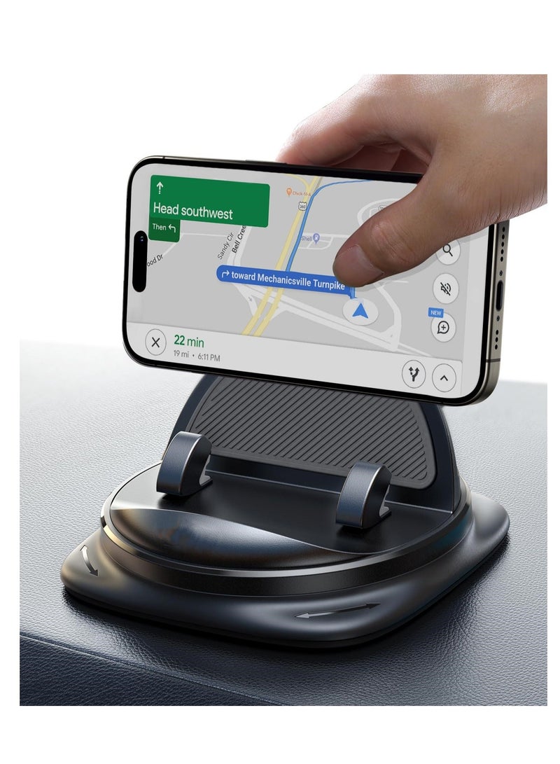 Y&D Dashboard Phone Holder Car, [Adjustable Spring Design] Non-Slip Pad for Car 360° Rotatable Silicone Mount, Desk Stand Compatible with iPhone, Android, GPS  - Image 1