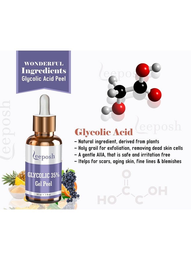 ليبوش مقشر الجليكوليك 35% مقشر Aha لتقليل الندبات، مقشر جل الجليكوليك مع معادل جليكوليك مشرق للبشرة، محلول تقشير كيميائي للوجه، مقشر كيميائي للوجه للنساء والرجال، 130 مل - Image 5