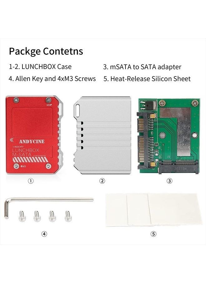 ANDYCINE - Magnalium Case for mSATA SSD Compatible for Atomos Ninja V,V+, Ninja Flame, Ninja Inferno, and Shogun Inferno  with mSATA to SATA Adapter - Image 1