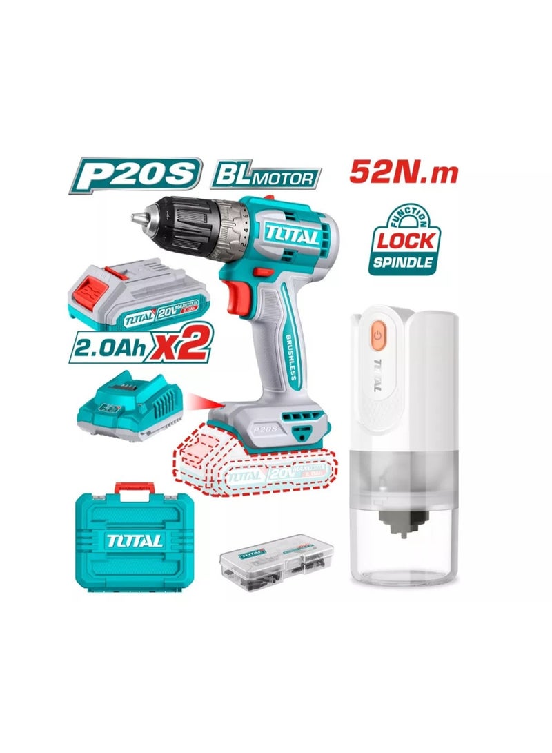 TOTAL 20V Drill with Rechargeable Coffee Grinder & 47 Accessories