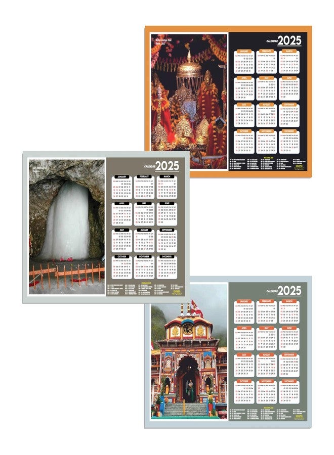 ESCAPER تقويم جدار معبد ESCAPER Kedarnath 2025 (45 × 30 سم)، تقويم جدار Kashi Vishwanath Mandir 2025، صور Banke Bihari Ji، تقويم الحائط الديني 2025، تقويم جدار Banke Bihari Ji 2025 - Image 1