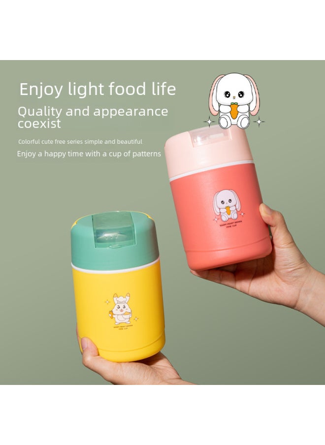 Generic - Direct Supply Small Yellow Duck Joint Breakfast Cup 304 Stainless Steel Insulation Soup Cup Porridge Cup Sealed Lunch Box Gift-Specifications:Greenppliner (580ml)-Color:Breakfast Cup (send Folding Spoon) - Image 1