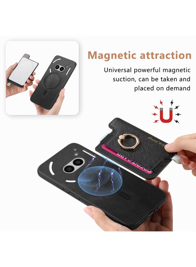 اس-توب جراب لهاتف Nothing Phone 2a Retro Magsafe Cross من الجلد مع حامل للبطاقات وحقيبة للهاتف - Image 3