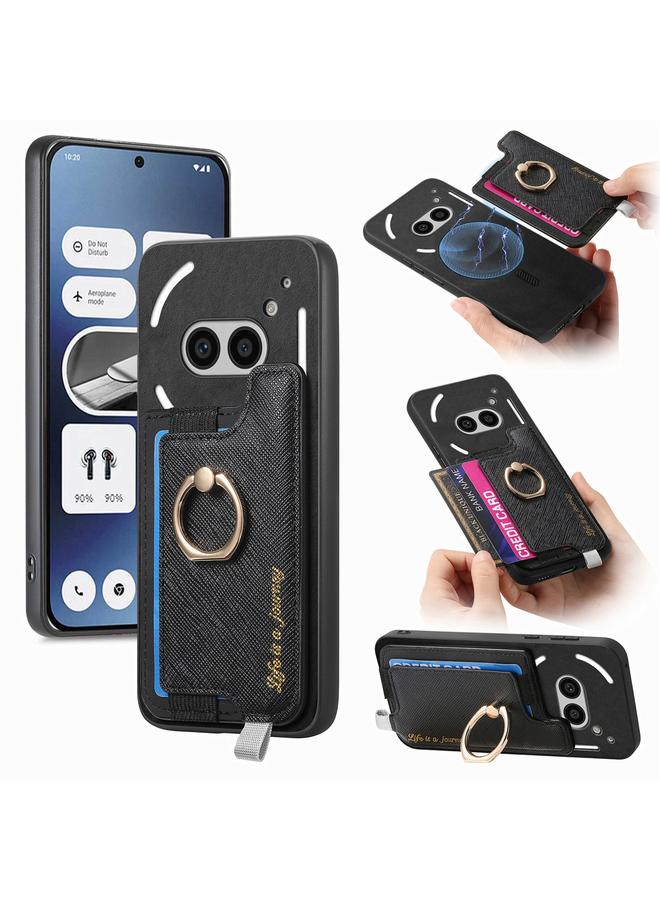 اس-توب جراب لهاتف Nothing Phone 2a Retro Magsafe Cross من الجلد مع حامل للبطاقات وحقيبة للهاتف - Image 1