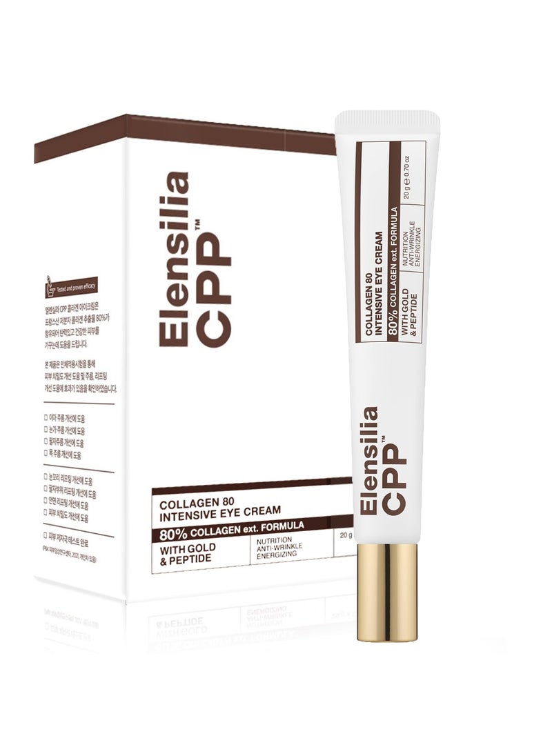 Elensilia 80 Collagen With Gold Peptides Eye Cream  Snail Secretion Filtrate  Matrixyl 3000  Haloxyl For Wrinkles Dark Circles Moisturizer  Korean Skin Care 07 floz 