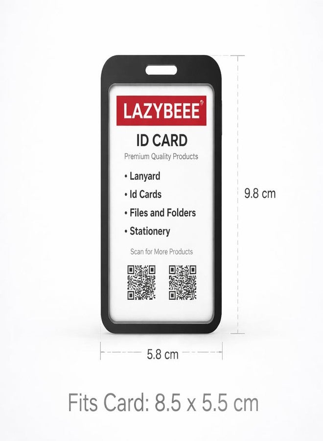 Lazybeee Metal ID Card Holder Vertical - Premium Aluminum Alloy ID Badge Holder, Scratch Resistant, Lightweight Durable ID Card Case for Office, School & Employee Use (Black, Pack of 3) - Image 3