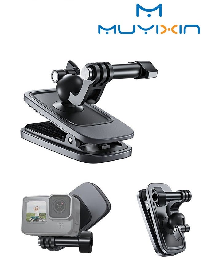 Muyixin GoPro 12 Backpack Clip Mount 360 Swivel Ball Joint Shoulder Bag Belt Strap Mounts Accessories for GoPro 12 11 10 9 8 7 6 5 Insta 360 X3 Ace Pro DJI Action 3 4 Osmo Pocket 3 Bike Motorcycle Accessory  - Image 1