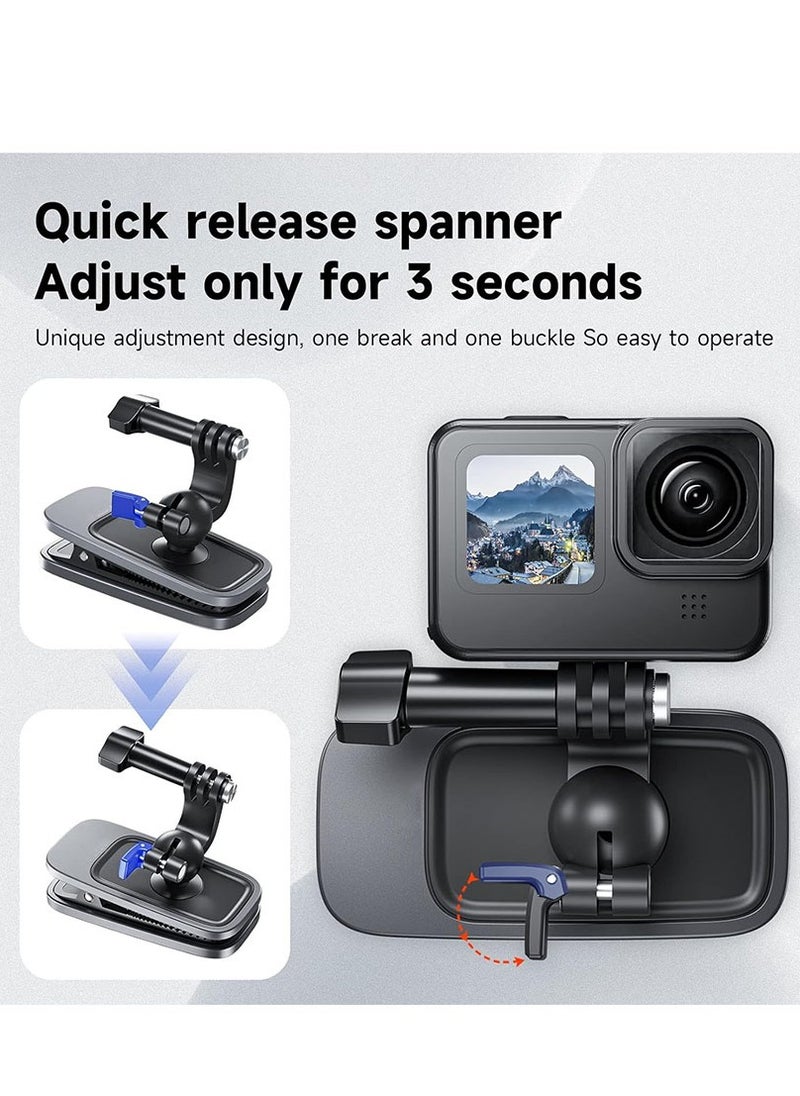 Muyixin GoPro 12 Backpack Clip Mount 360 Swivel Ball Joint Shoulder Bag Belt Strap Mounts Accessories for GoPro 12 11 10 9 8 7 6 5 Insta 360 X3 Ace Pro DJI Action 3 4 Osmo Pocket 3 Bike Motorcycle Accessory  - Image 4