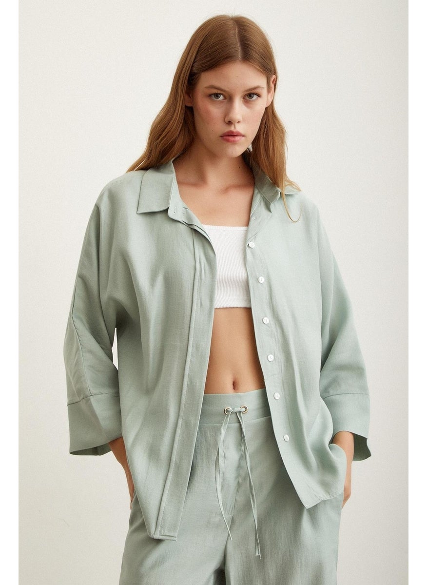 Never More Bat Sleeve Linen Shirt  - Image 1
