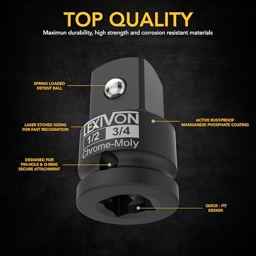 LEXIVON 12Inch Impact Socket Adapter 12 Female x 34 Male Increaser ChromeMolybdenum alloy steel Fully Impact Rated LX401 - Image 3