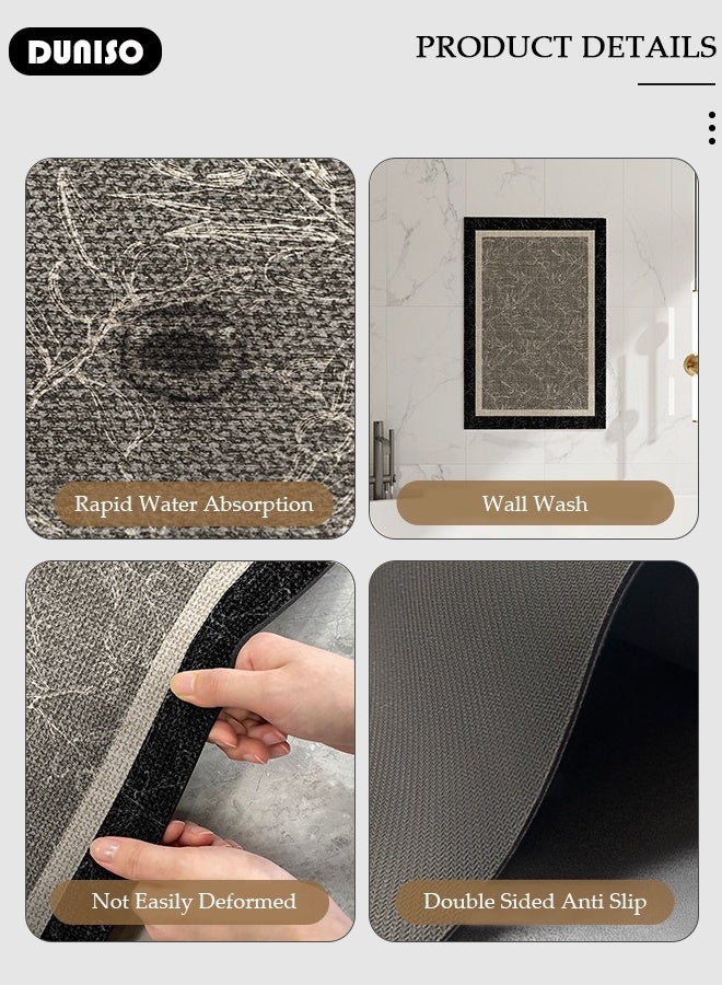 DUNISO Kitchen Rugs and Mats,2 PCS Non Slip Heavy Duty Standing Mat and Rugs Set , Quick Dry Diatom Mud Floor Mat, Extra Soft and Absorbent Floor Mats for Kitchen, Bath, Office, Laundry(40*60cm+40*120cm) - Image 2