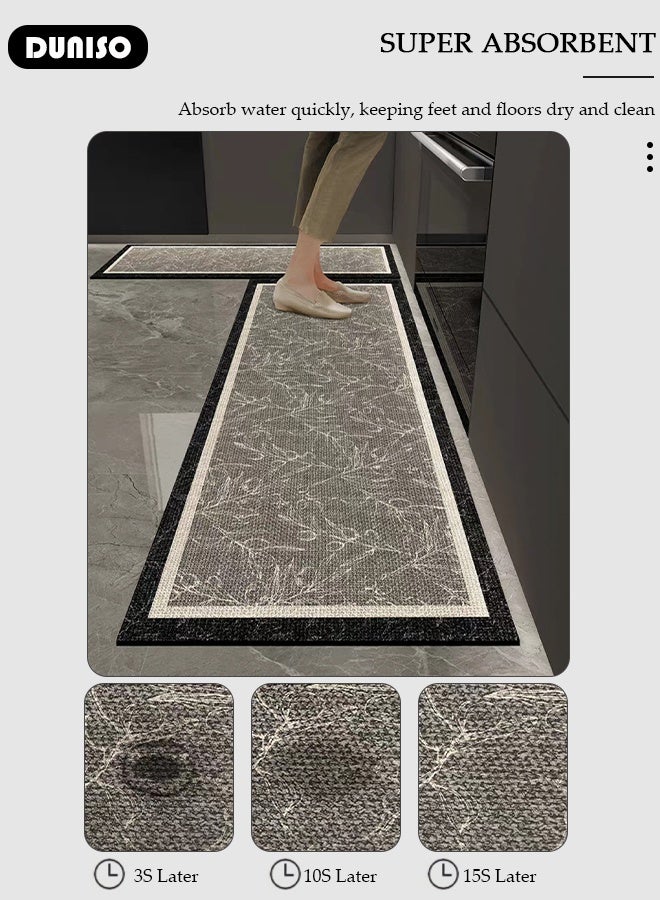 DUNISO Kitchen Rugs and Mats,2 PCS Non Slip Heavy Duty Standing Mat and Rugs Set , Quick Dry Diatom Mud Floor Mat, Extra Soft and Absorbent Floor Mats for Kitchen, Bath, Office, Laundry(40*60cm+40*120cm) - Image 3