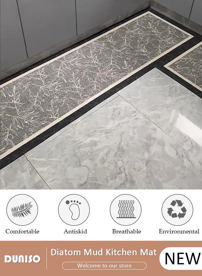 DUNISO Kitchen Rugs and Mats,2 PCS Non Slip Heavy Duty Standing Mat and Rugs Set , Quick Dry Diatom Mud Floor Mat, Extra Soft and Absorbent Floor Mats for Kitchen, Bath, Office, Laundry(40*60cm+40*120cm) - Image 1