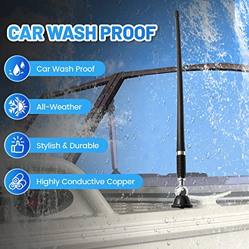 Anina 16 Inch Marine Radio Antenna for Pickup Truck Boat ATV UTV RV Motorcycle Tractor Top/Side Mount Rubber Duck Flexible Antenna Aerial Mast Optimized Radio FM/AM Reception (Black) - Image 3