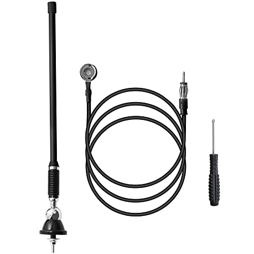 Anina 16 Inch Marine Radio Antenna for Pickup Truck Boat ATV UTV RV Motorcycle Tractor Top/Side Mount Rubber Duck Flexible Antenna Aerial Mast Optimized Radio FM/AM Reception (Black) - Image 1