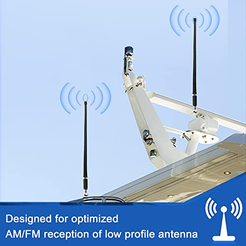Anina 16 Inch Marine Radio Antenna for Pickup Truck Boat ATV UTV RV Motorcycle Tractor Top/Side Mount Rubber Duck Flexible Antenna Aerial Mast Optimized Radio FM/AM Reception (Black) - Image 2