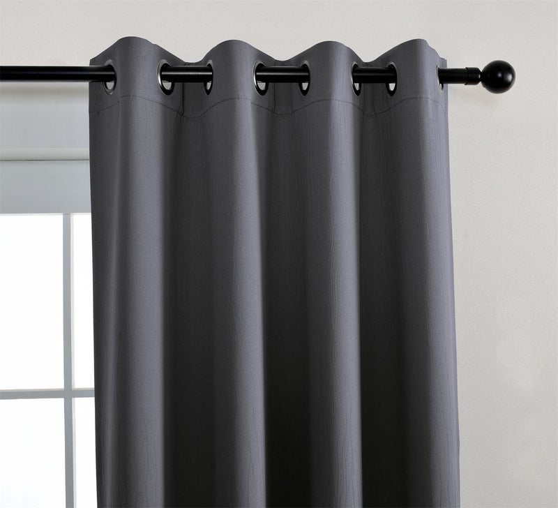MIUCO Blackout Curtains Room Darkening Textured Grommet Window Curtains for Living Room 2 Panels 52x84 Inch Dark Grey - Image 2