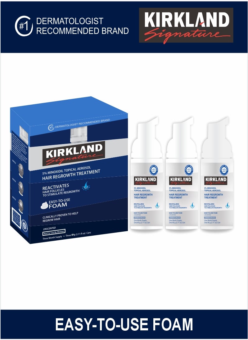 Kirkland Signature - 5% Minoxidil Foam – Easy-to-Use Hair Regrowth Treatment (3-Month Supply) - Image 1