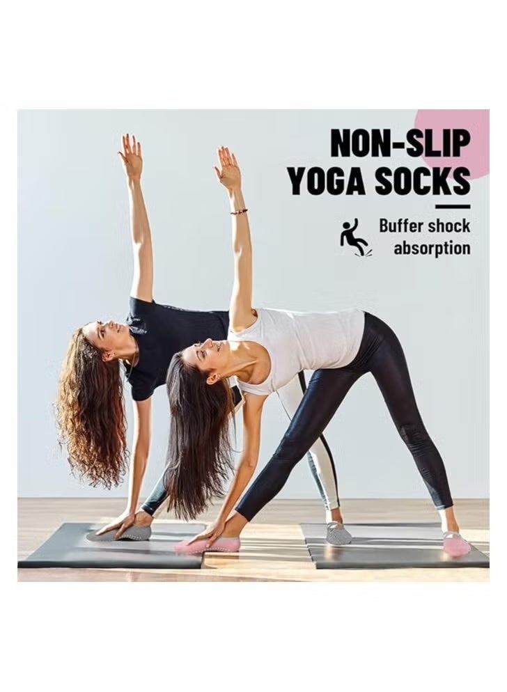 دان كولين 4 أزواج الجوارب قبضة اليوغا للنساء، جوارب بيلاتس مكافحة الانزلاق جوارب غير انزلاق للبيلاتيس، اليوغا، الباليه، الرقص - Image 5