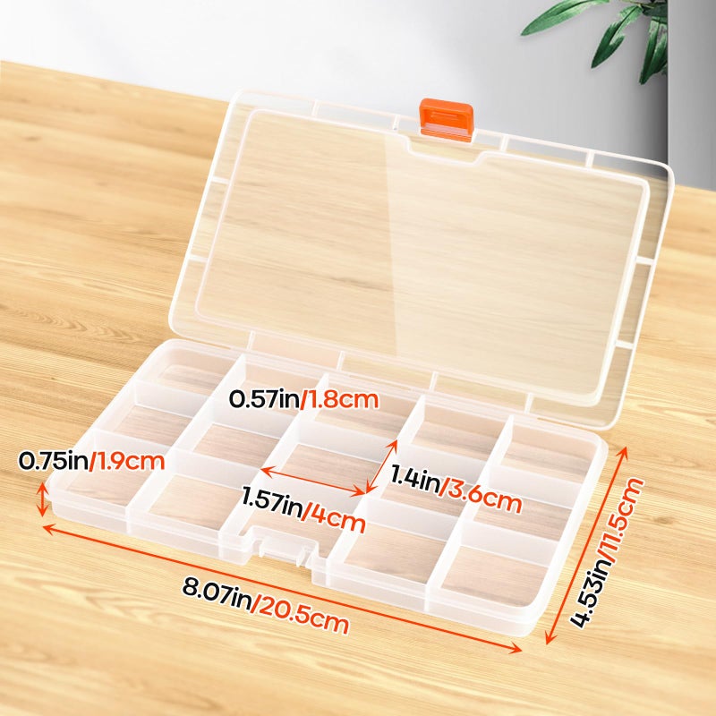 Moon Magpie 2PACK Extra Thick Bead Organizers, 15 Grid Mini Clear Plastic Storage Box Craft Containers for Nail jewelry rhinestones DIY Supply Case - Image 2