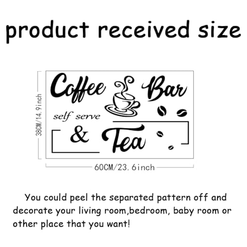 SUPERDANT Wall Stickers Coffee and Tea Bar Wall Decor Vinyl Art Murals Removable Self Adhesive Wallpapers Wall Decoration Home Decor for Coffee Corner Tea Bar Living Room Bedroom Decor - Image 2
