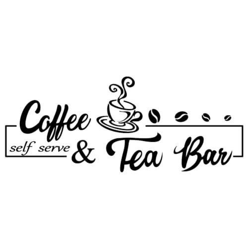 SUPERDANT Wall Stickers Coffee and Tea Bar Wall Decor Vinyl Art Murals Removable Self Adhesive Wallpapers Wall Decoration Home Decor for Coffee Corner Tea Bar Living Room Bedroom Decor - Image 1