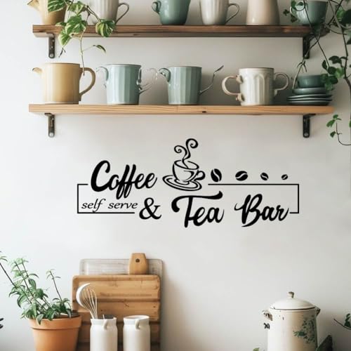 SUPERDANT Wall Stickers Coffee and Tea Bar Wall Decor Vinyl Art Murals Removable Self Adhesive Wallpapers Wall Decoration Home Decor for Coffee Corner Tea Bar Living Room Bedroom Decor - Image 4