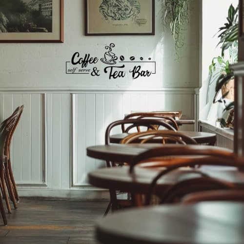 SUPERDANT Wall Stickers Coffee and Tea Bar Wall Decor Vinyl Art Murals Removable Self Adhesive Wallpapers Wall Decoration Home Decor for Coffee Corner Tea Bar Living Room Bedroom Decor - Image 3