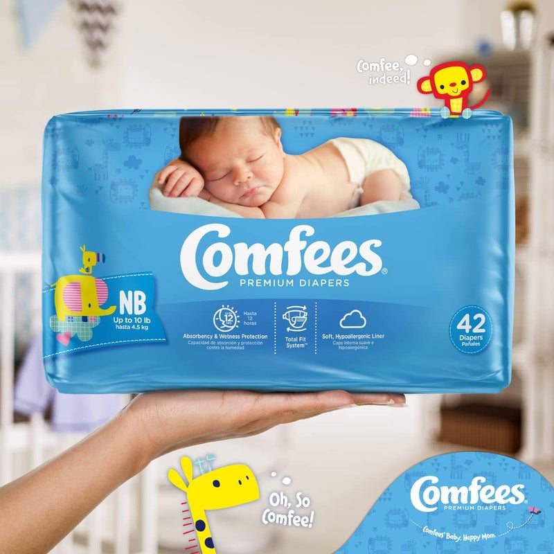 Comfees Baby Diapers for Newborns 42 Count Size N - Image 3