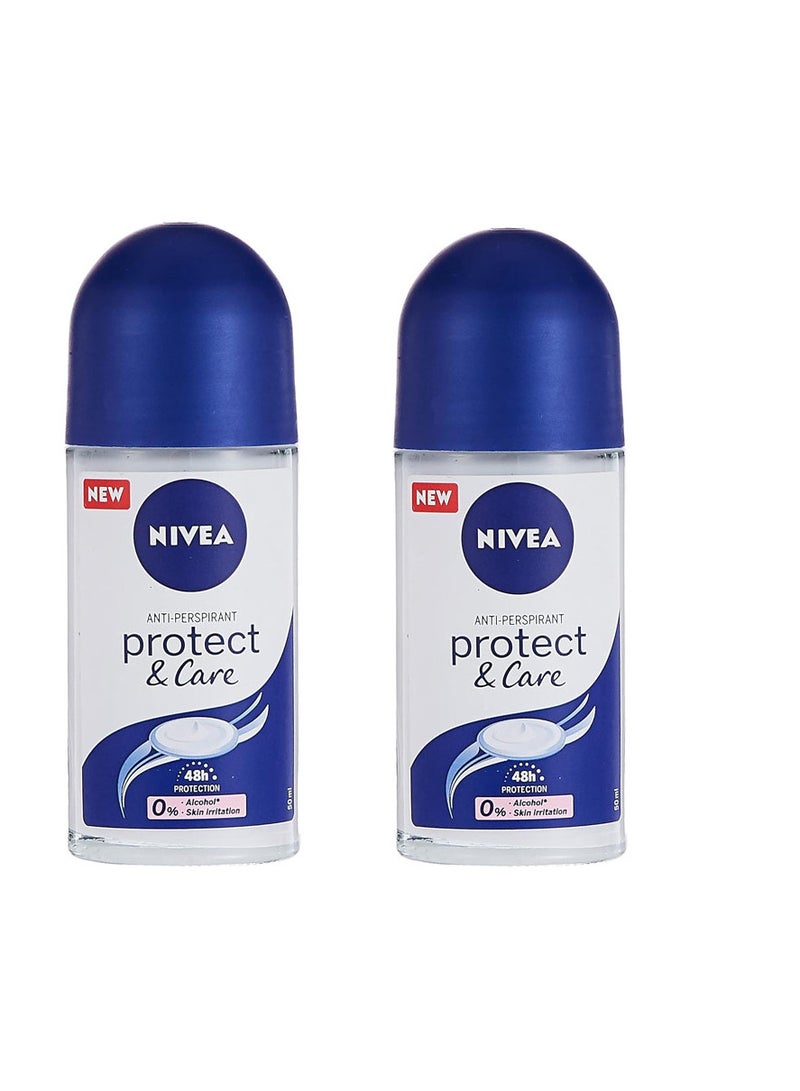 نيفيا مضاد التعرق الدوار للنساء، حماية وعناية، خالي من الكحول الإيثيلي، عبوة 2 × 50 مل - Image 1