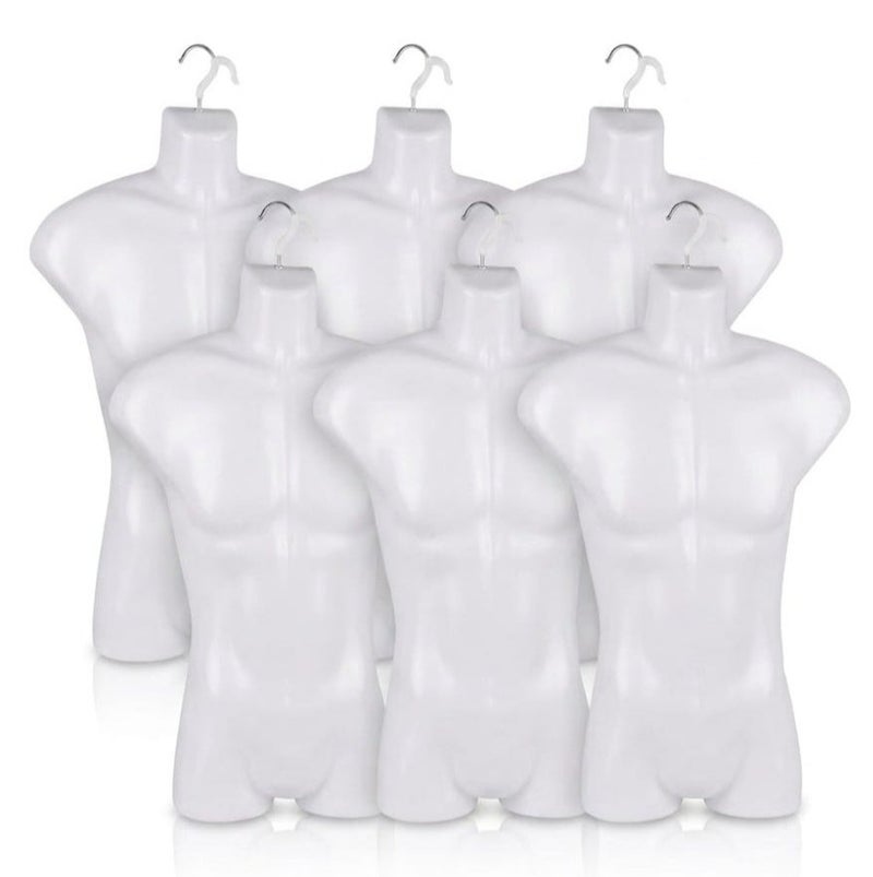 6 Pieces Plastic Male Chest Mannequin Set for Clothing Display - Image 1