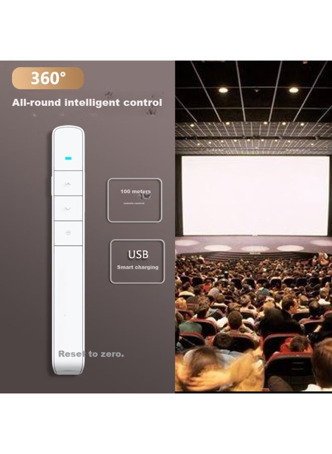 Norwii 100-meter Remote Control Smart Rechargeable Page-turning Pen, Ppt Multifunctional Laser Pointer, 360° nidirectional Projection Pen, Electronic Pointer, Presenter, N75 Red Light, White - Image 4