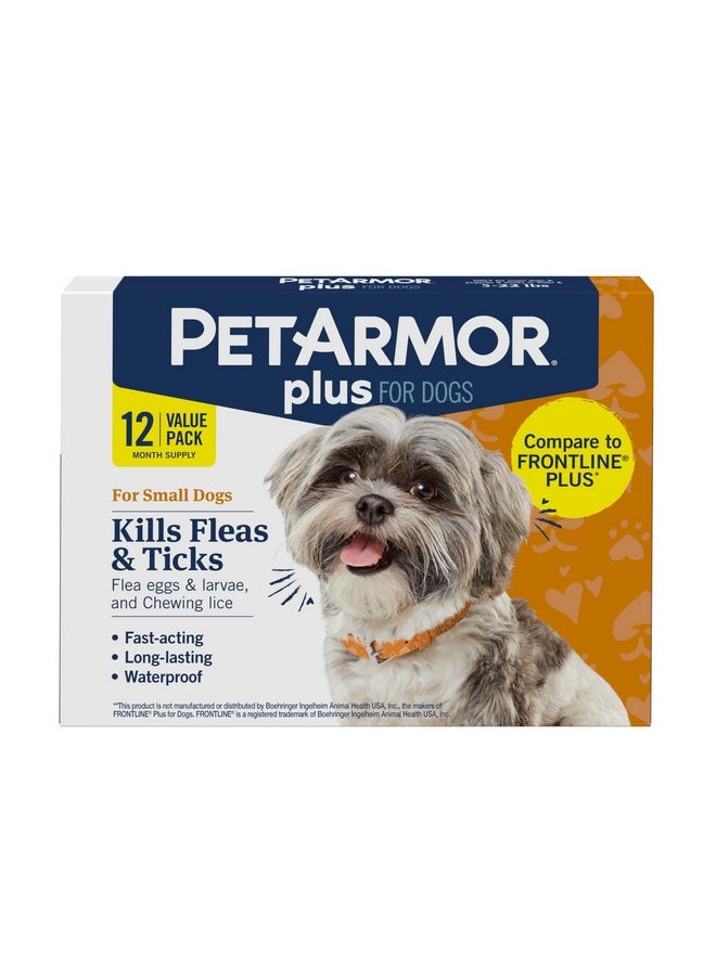 PetArmor PetArmor Plus Flea and Tick Prevention for Dogs, Dog Flea and Tick Treatment, 12 Doses, Waterproof Topical, Fast Acting, Small Dogs (5-22 lbs)  - Image 1