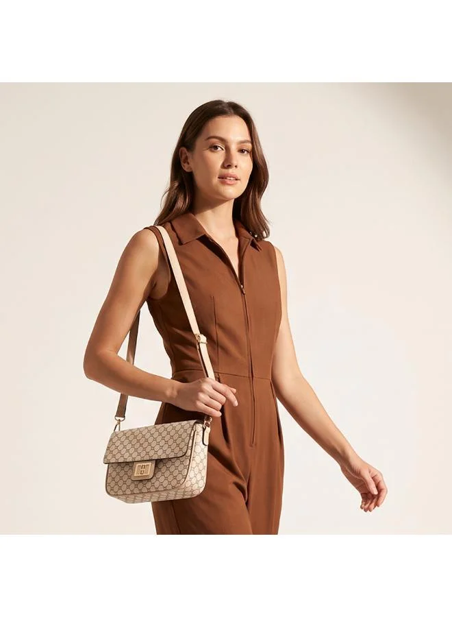 Sasha Sasha Printed Crossbody Bag with Button Closure
