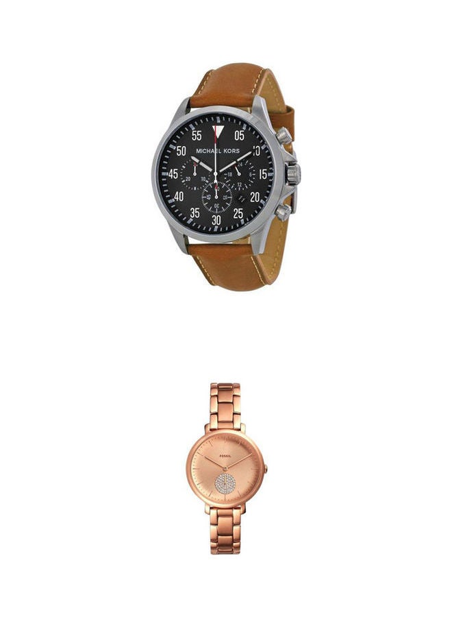 Michael Kors Men Leather Chronograph Watch Mk8333 With Leather Chronograph Watch Mk8333 - Image 1