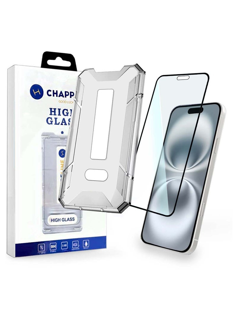 CHAPPELINE Apple iPhone 16 2024 Next Generation A++ Quality Screen Protector with Auto Alignment Frame Easy Installation, Bubble Free, Tempered Glass HD Clear, Anti-Scratch, Anti-Spy Flim, Anti-Fingerprint - Clear/Black - Image 1