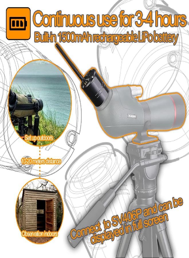 SVBONY SC001 WiFi Spotting Scope Camera, Digiscoping Camera Connect SV406P SA405, 1080P Wireless Camera Used for Birding Capture Photos and Video, Telescope Camera for Target Shooting - Image 3