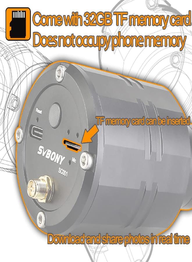 SVBONY SC001 WiFi Spotting Scope Camera, Digiscoping Camera Connect SV406P SA405, 1080P Wireless Camera Used for Birding Capture Photos and Video, Telescope Camera for Target Shooting - Image 4