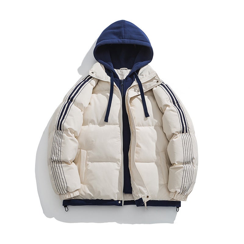 Winter American-Style Stitching Cotton-Padded Jacket Men'S Thickened Warm Youth Men'S And Women'S Fashionable Bread Coat - Image 2
