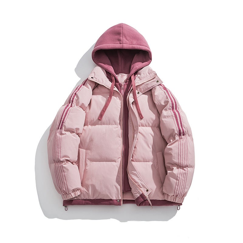 Winter American-Style Stitching Cotton-Padded Jacket Men'S Thickened Warm Youth Men'S And Women'S Fashionable Bread Coat - Image 3