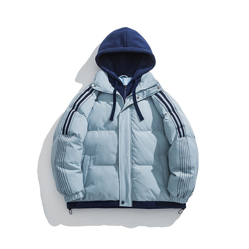 Winter American-Style Stitching Cotton-Padded Jacket Men'S Thickened Warm Youth Men'S And Women'S Fashionable Bread Coat - Image 1